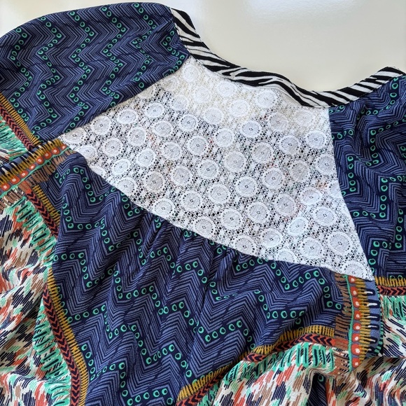 Fig and Flower Mixed Media Lace Zebra Animal Print Tribal Long Sleeve Blouse 2XL - Picture 4 of 7